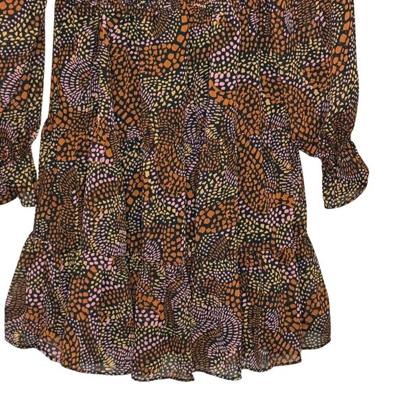Womens Meritt Abstract Print Smocked Long Sleeve Mini Dress - Size Small - NWT - Picture 4 of 8